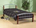Georgian silver metal single bed frame with espresso wood posts