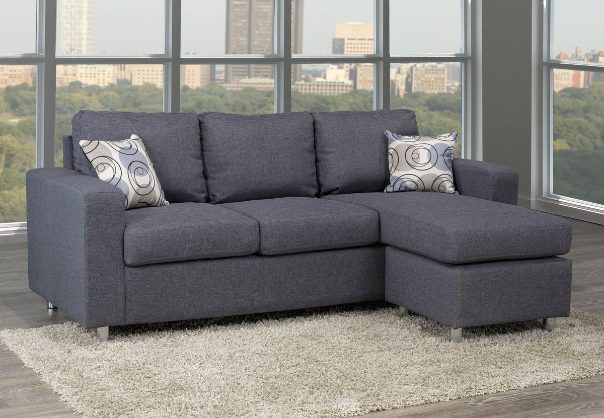 Grey sectional sofa with reversible chaise
