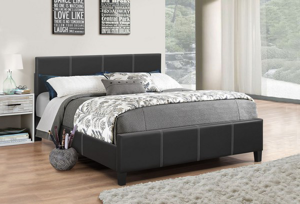 Vaughan black faux-leather bed with adjustable headboard