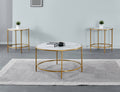 Avondale coffee table set with gold base and faux marble top