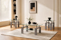 Geary industrial modern coffee table set shown in multiple finishes