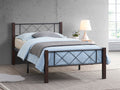 Muskoka black steel bed frame with espresso wood posts