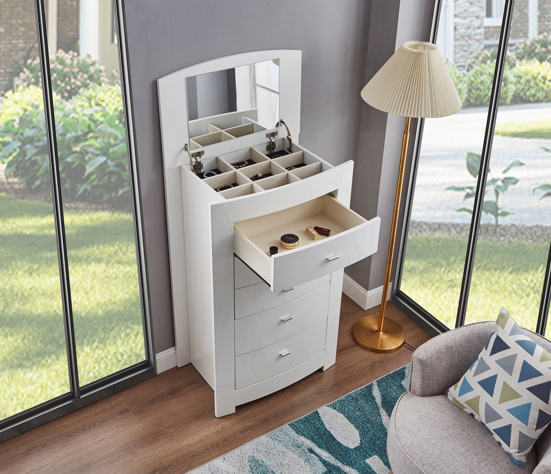 Barcelona storage bed hydraulic lift platform open showing storage compartments