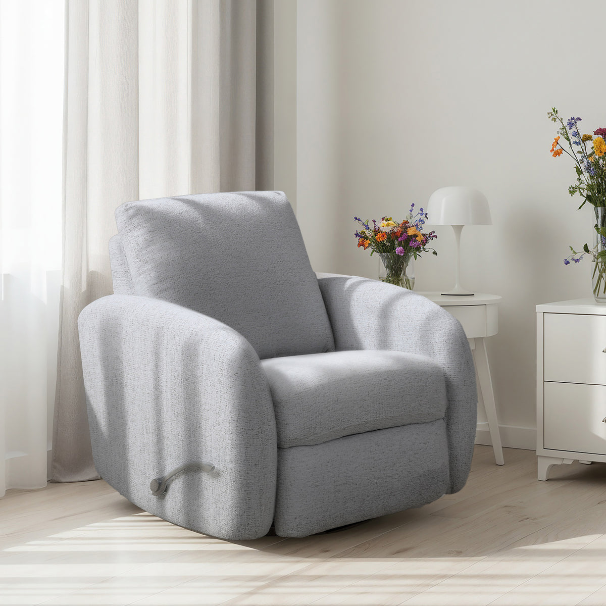 Winslow recliner with adjustable headrest in Sahara fabric