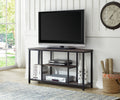 Sterling industrial TV stand in distressed wood and metal