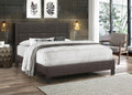 Rushton espresso faux-leather bed with contrast stitching