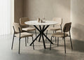 Flesherton 5-piece dining set with round Chanel stone table