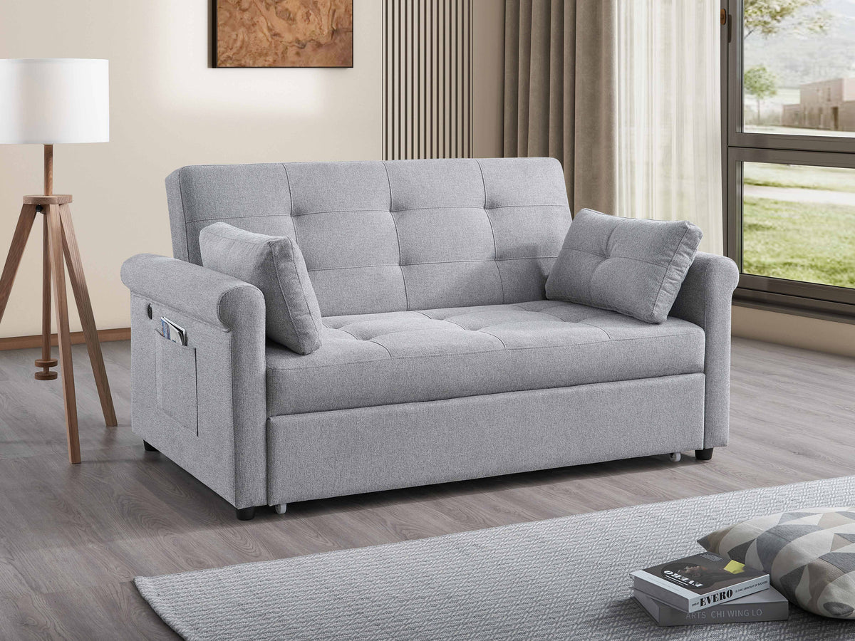Enderby medium sofa bed sectional in cloud grey fabric
