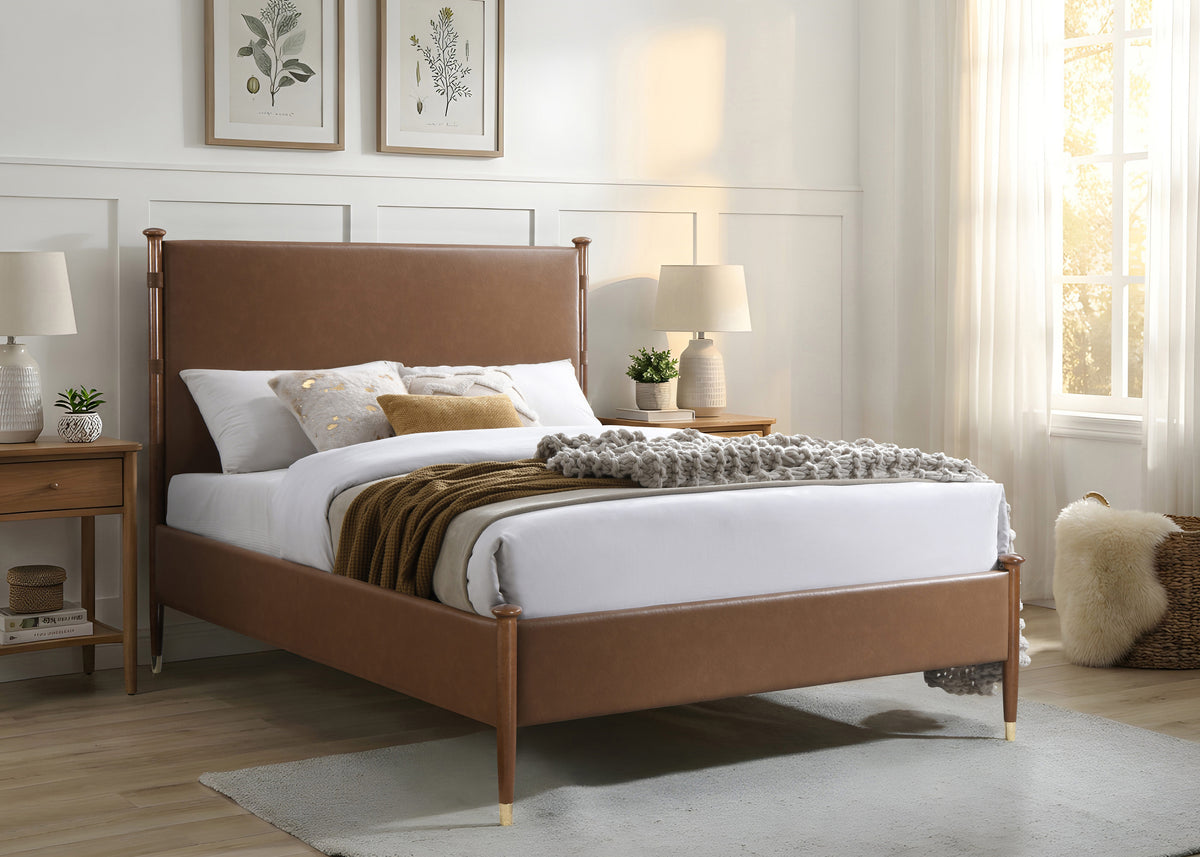 Leaside espresso faux-leather platform bed