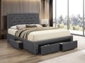 Sammon dark grey fabric bed with three storage drawers