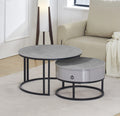 Westney set of two Armani grey stone coffee tables with storage
