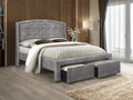 Bexley grey fabric bed with storage drawers