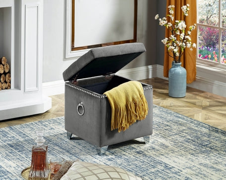 Clinton velvet storage ottoman