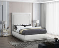 Marlee creme linen mid-century modern bed