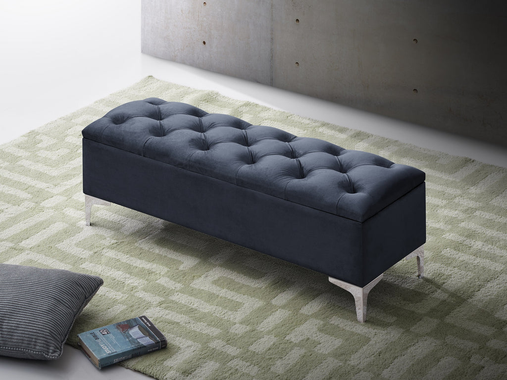 Hastings black velvet bench