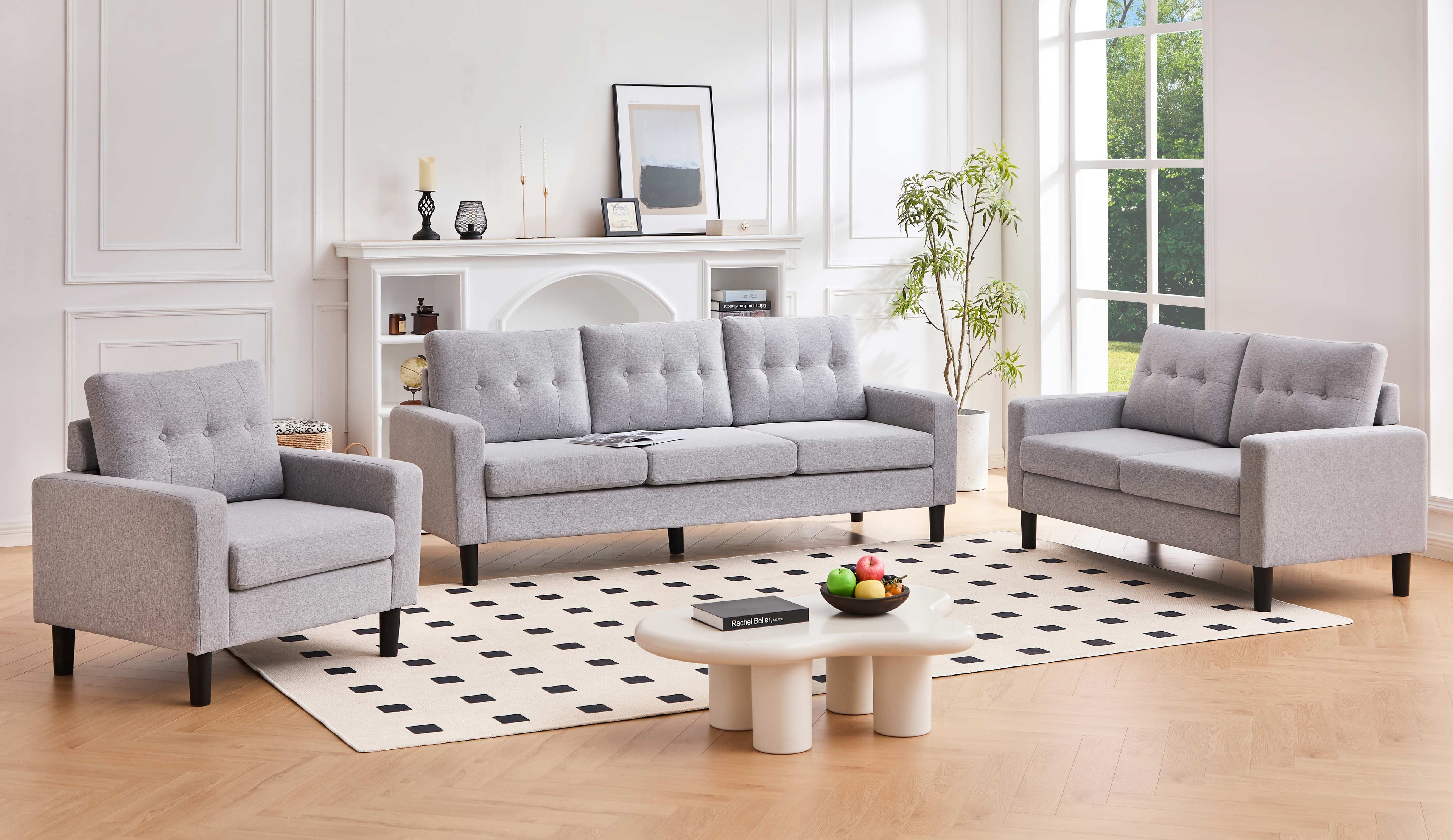 Boxgrove sofa set with modern box-arm design