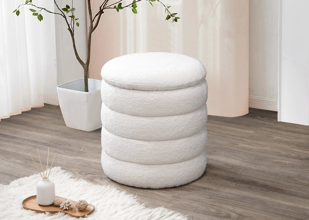 Primrose ivory storage ottoman