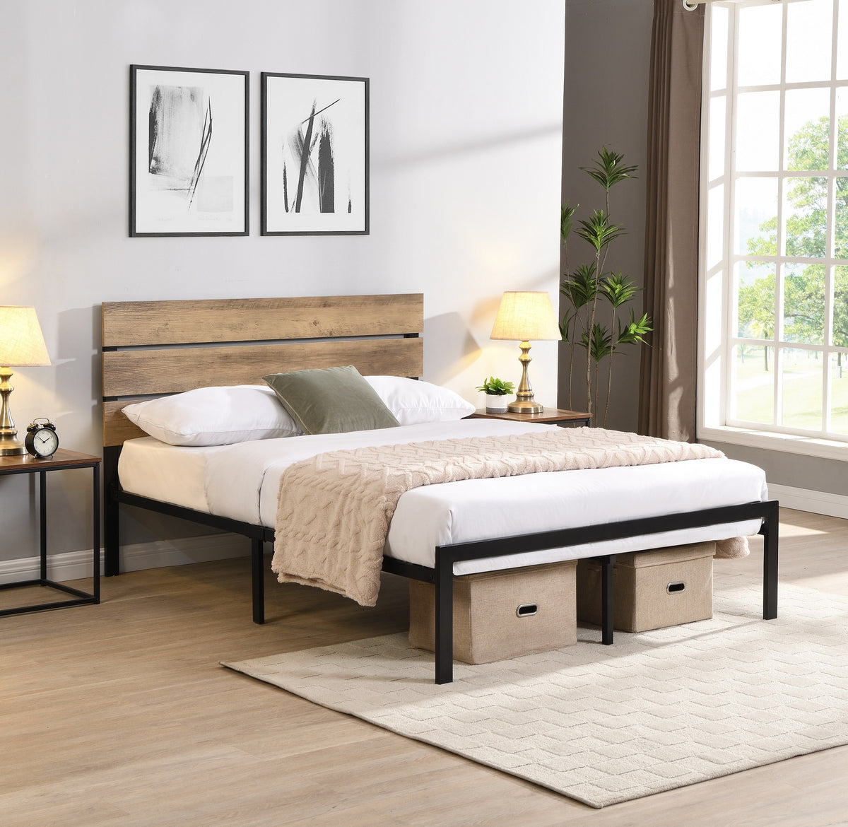 Cedarvale rustic wood-grain platform bed