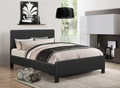Fairview black faux-leather bed with contrast stitching