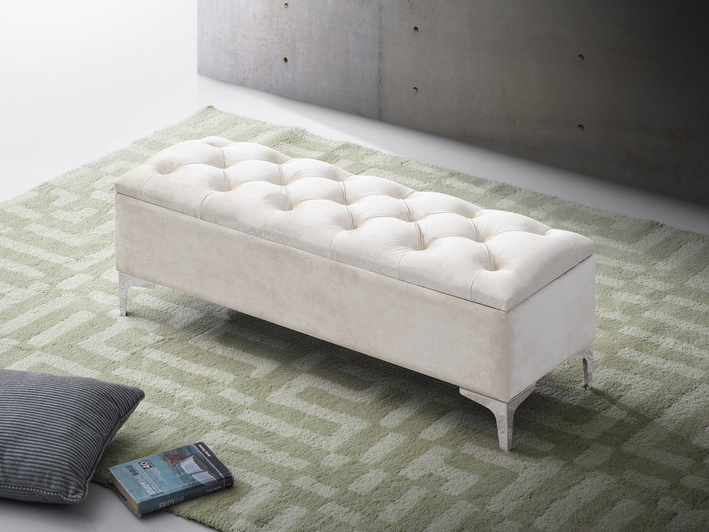 Hastings creme velvet bench