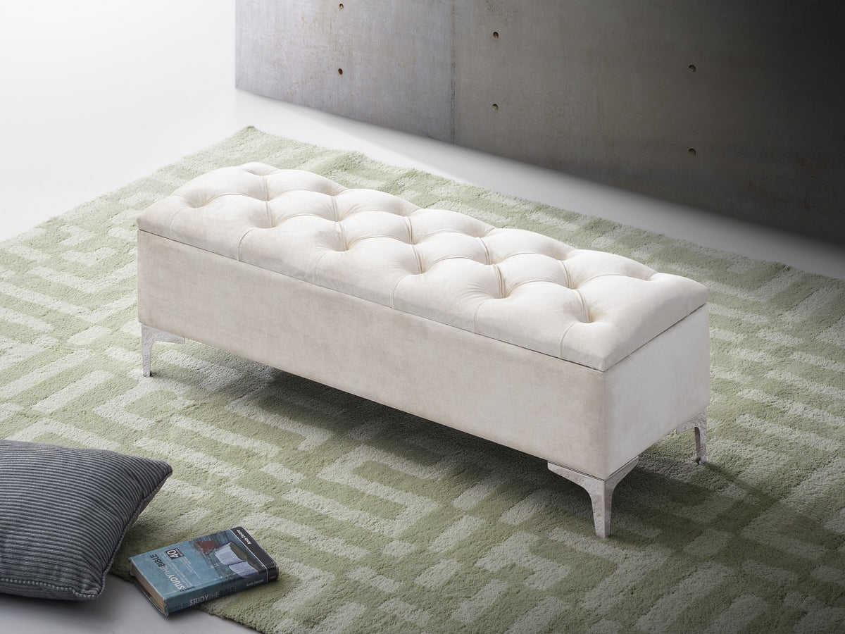 Hastings creme velvet bench