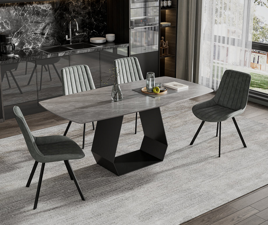 Bond Head 7-piece dining set with Armani grey marble top