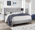 Strathmore grey fabric bed with horizontal tufted panels
