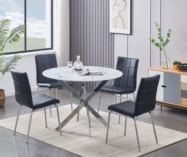 Georgetown 5-piece dining set with white marble glass top