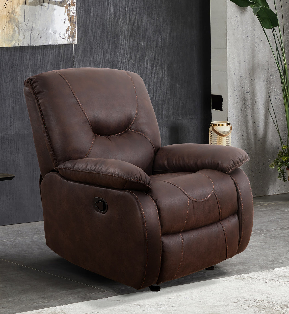 Antler brown textured fabric recliner